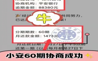 平安银行逾期8.8万，分60期还款