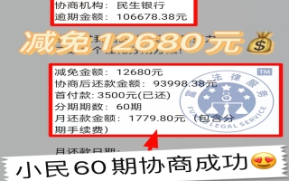 民生银行逾期10万，协商后分60期还款